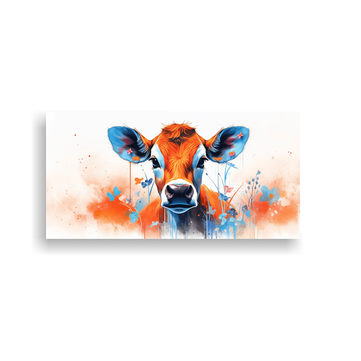 pintura-decorativa-de-vaca-jersey-en-colores-naranja-y-azul-estilo-neo-pop-art