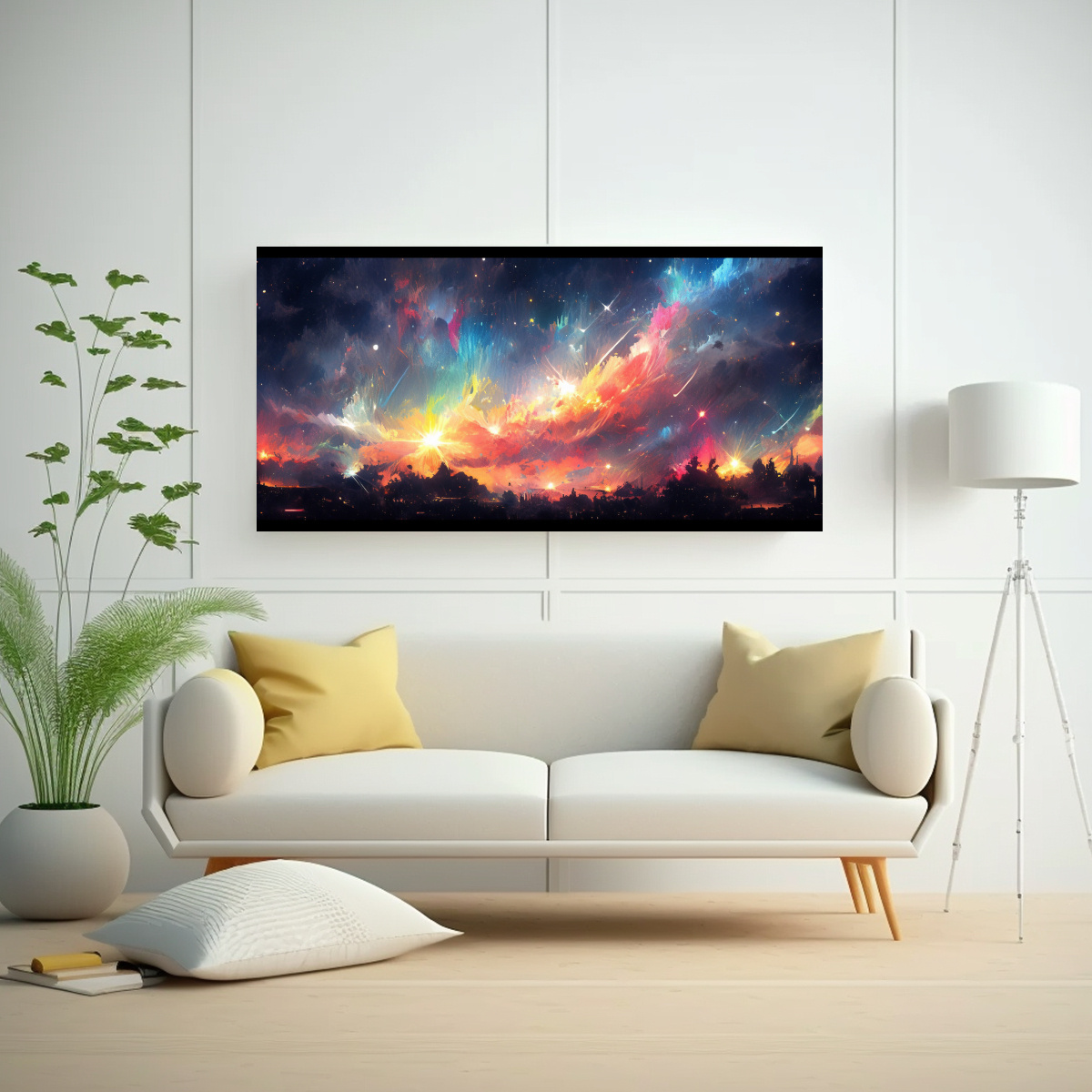 pintura-en-lienzo-colorida-noche-con-arco-ris-y-negro-1