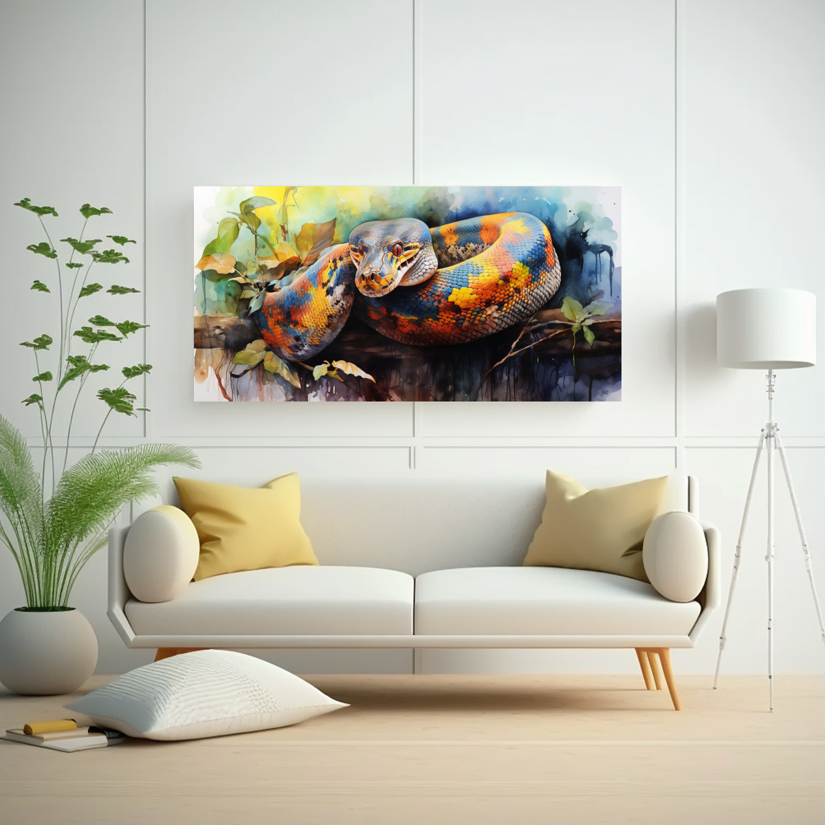 pintura-estilo-acuarela-colorida-serpiente-boa-en-lienzo-calidez-1-1