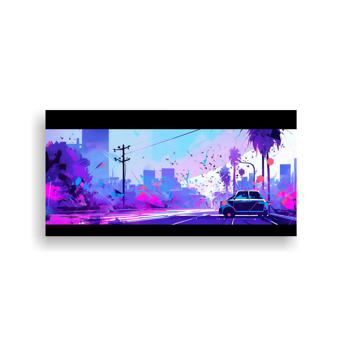 Pintura Lienzo Belleza Natural En Santiago, Chile: Púrpura Y Turquesa.