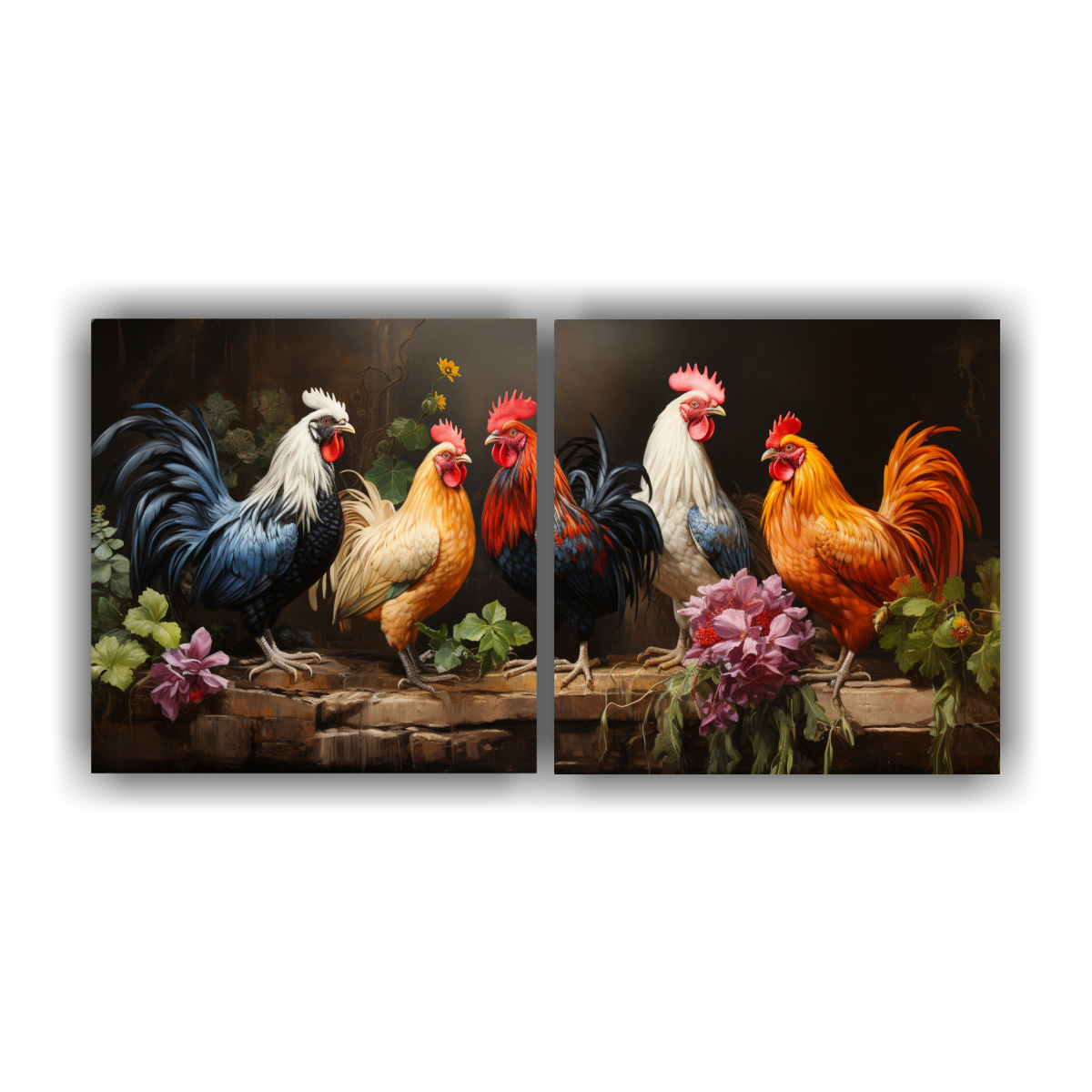 pintura-moderna-urbana-de-lienzo-con-gallinas-y-gallos-estilo-estilo-leo-colorido-