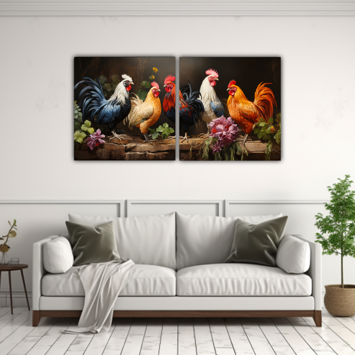 pintura-moderna-urbana-de-lienzo-con-gallinas-y-gallos-estilo-estilo-leo-colorido-1-1