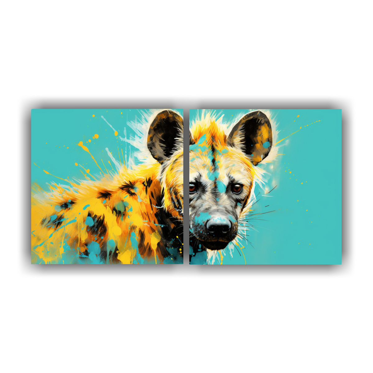 pintura-mural-de-hiena-en-colores-turquesa-y-dorado-estilo-neo-pop-arte