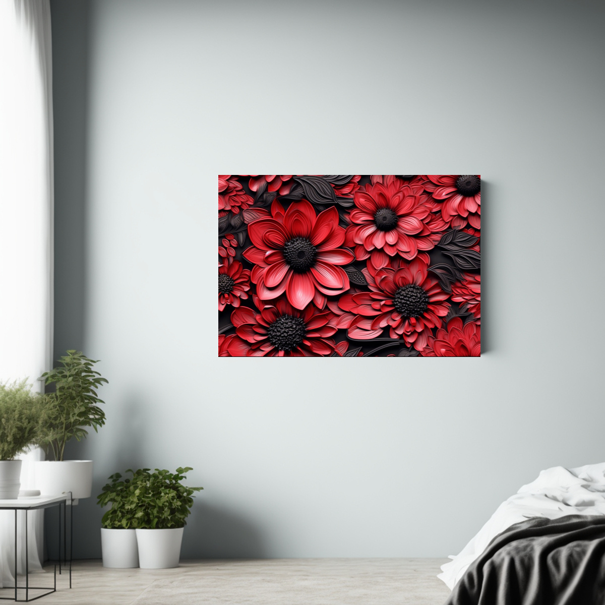 pintura-mural-floral-3d-realista-roja-negra-hermosa-1