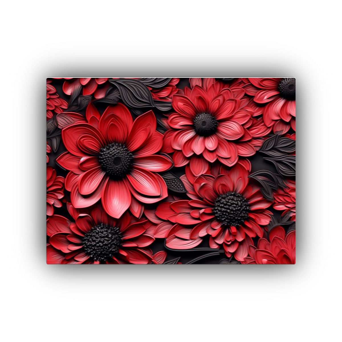 pintura-mural-floral-3d-realista-roja-negra-hermosa