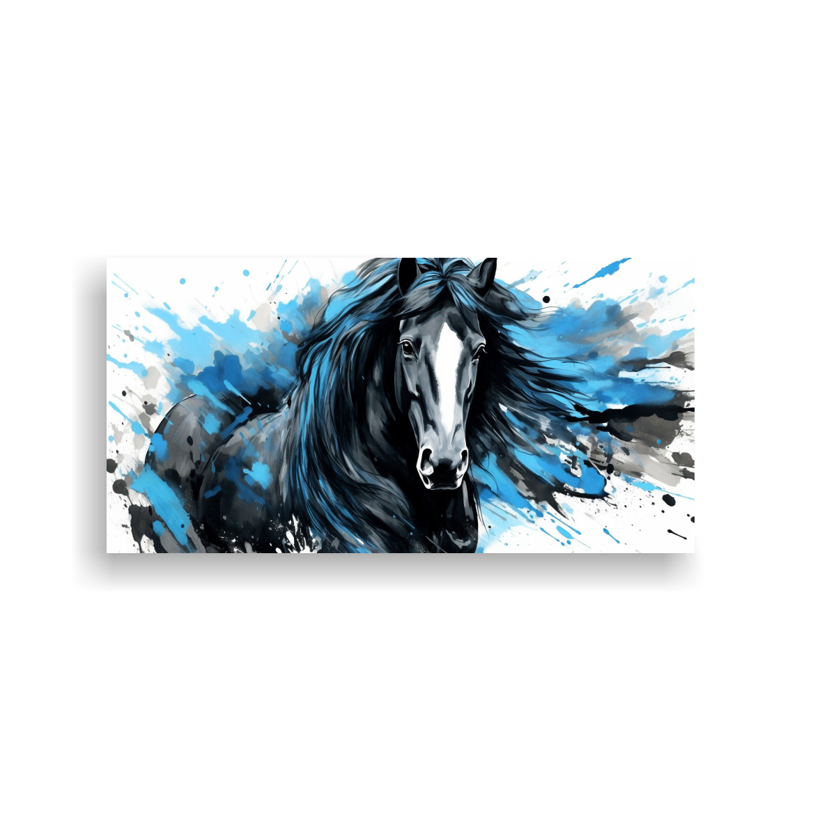 pintura-pop-art-de-un-caballo-clydesdale-en-negro-y-azul-en-escenario-hermoso