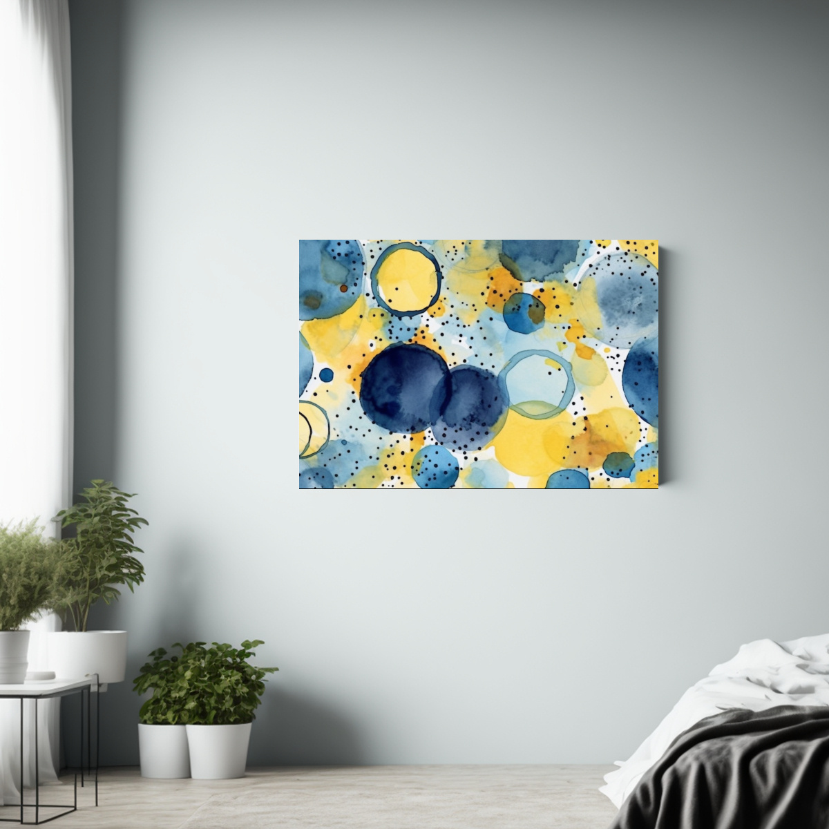 pintura-tela-canvas-escena-acuarela-y-tinta-estilo-preescolar-azul-y-amarillo-1