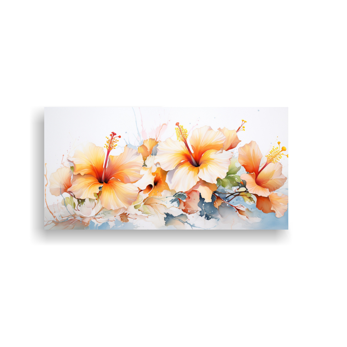 pinturas-abstractas-de-hibiscos-blancos-y-naranjas-en-canva