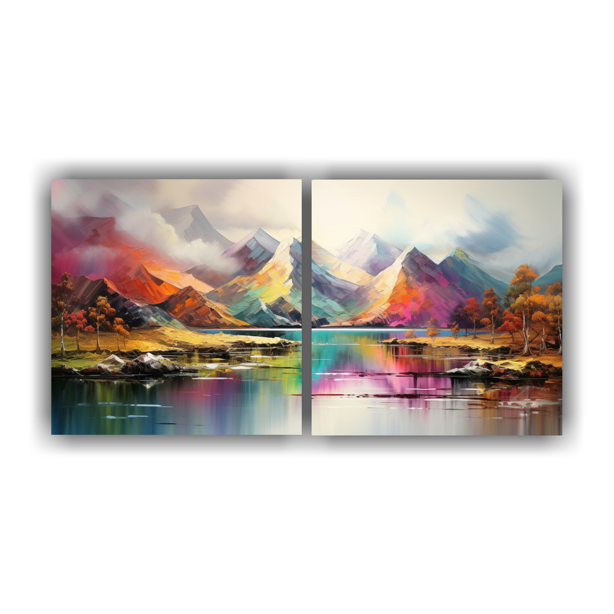 pinturas-abstractas-de-monta-as-junto-al-lago-con-colores-del-arco-ris