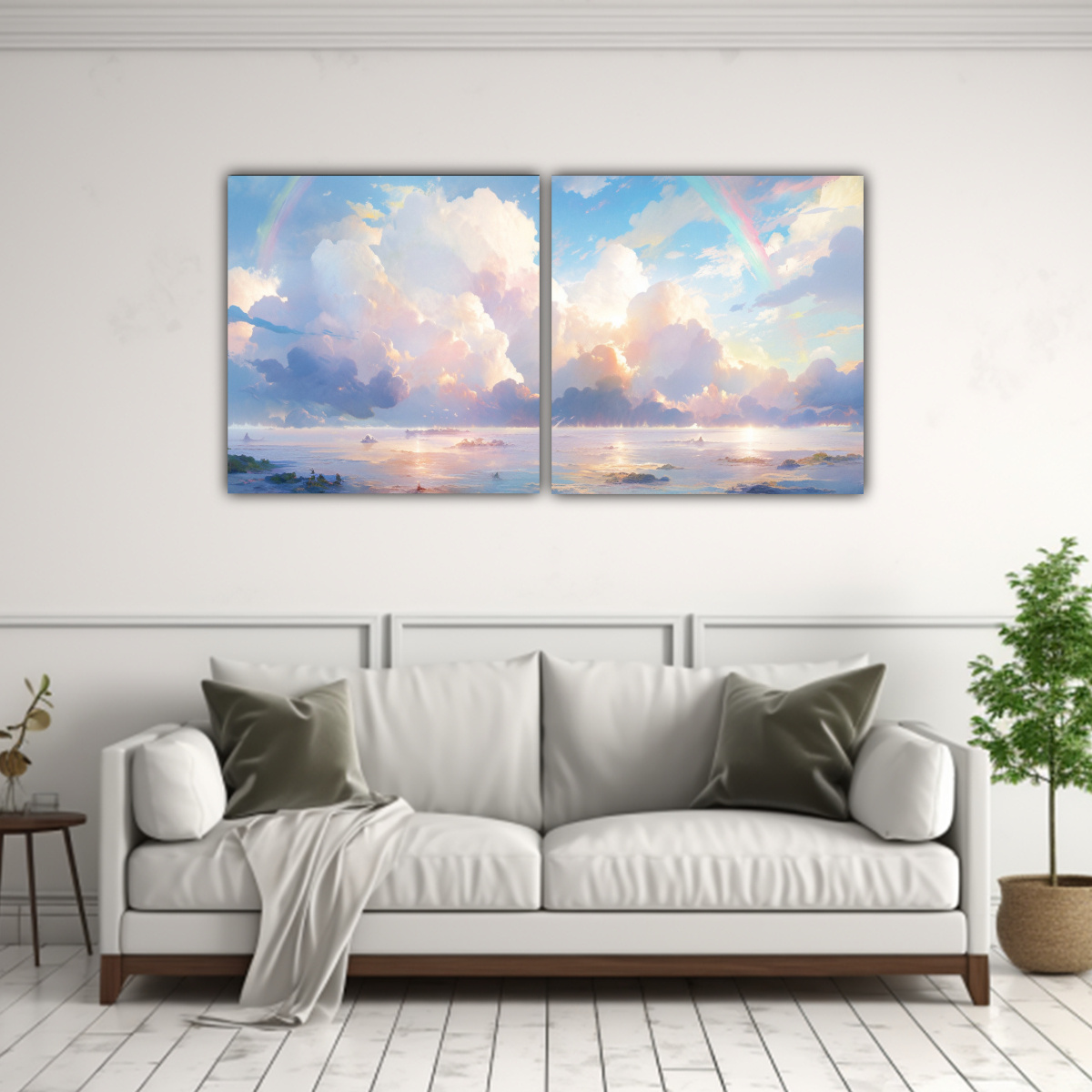 pinturas-abstractas-de-pared-simetr-a-del-cielo-y-mar-con-colores-arcoiris-y-verde-1