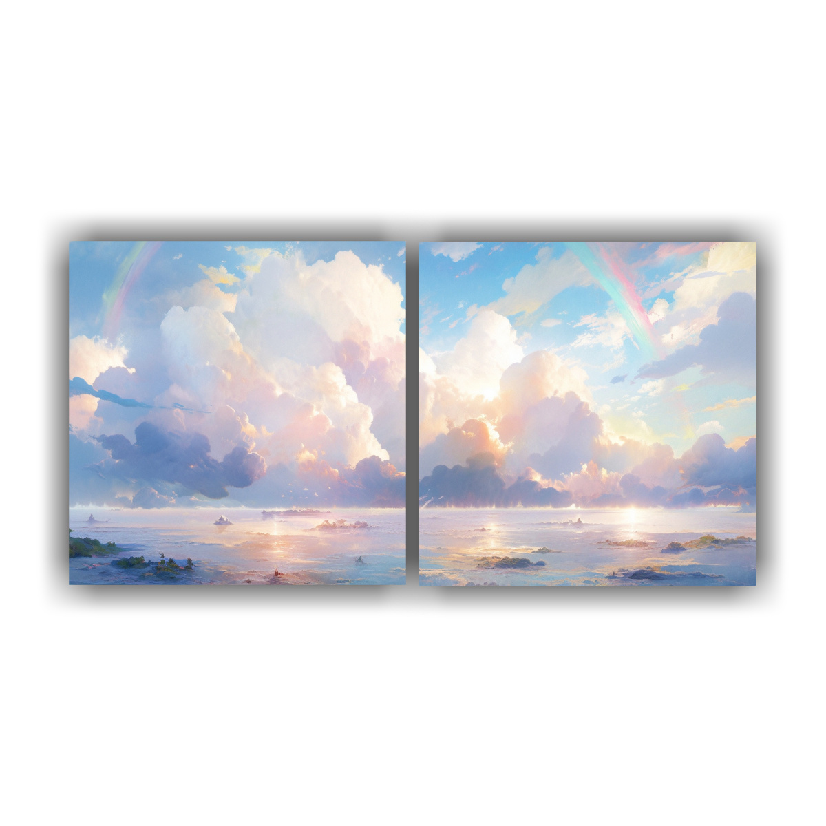 pinturas-abstractas-de-pared-simetr-a-del-cielo-y-mar-con-colores-arcoiris-y-verde