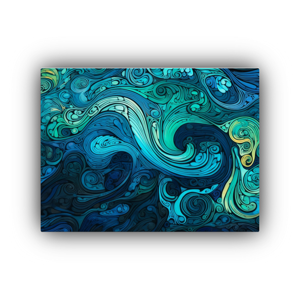 pinturas-abstractas-en-lienzo-l-neas-finas-de-luminosidad-en-azul-verde-esmeralda-verde-teal-y-negro