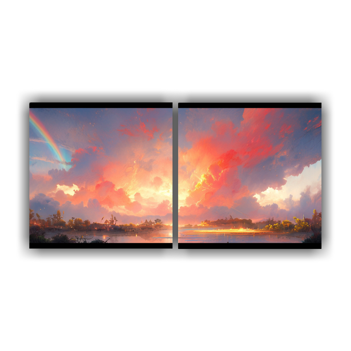 pinturas-abstractas-en-lienzo-para-comedor-con-arco-ris-y-colores-rojos