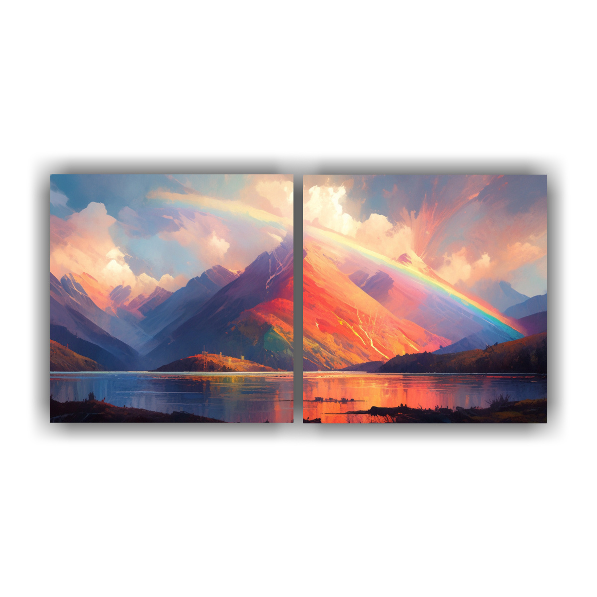 pinturas-abstractas-en-tela-canvas-equilibrio-monta-a-y-arco-ris