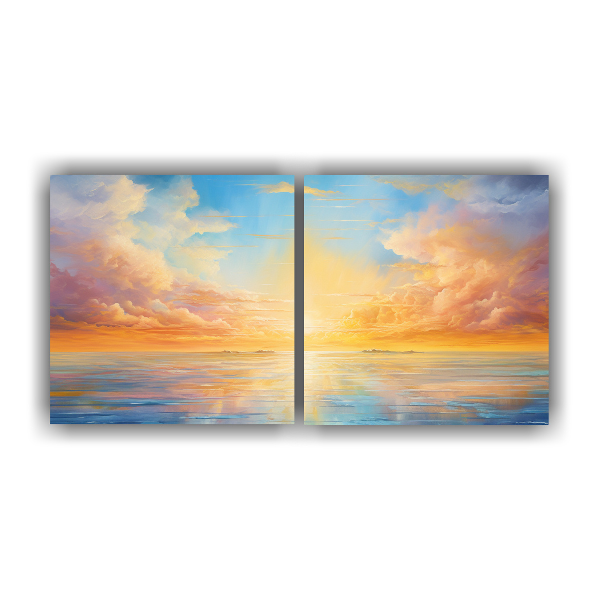 pinturas-abstractas-equilibradas-de-cielo-y-mar-con-arco-ris-y-colores-amarillos