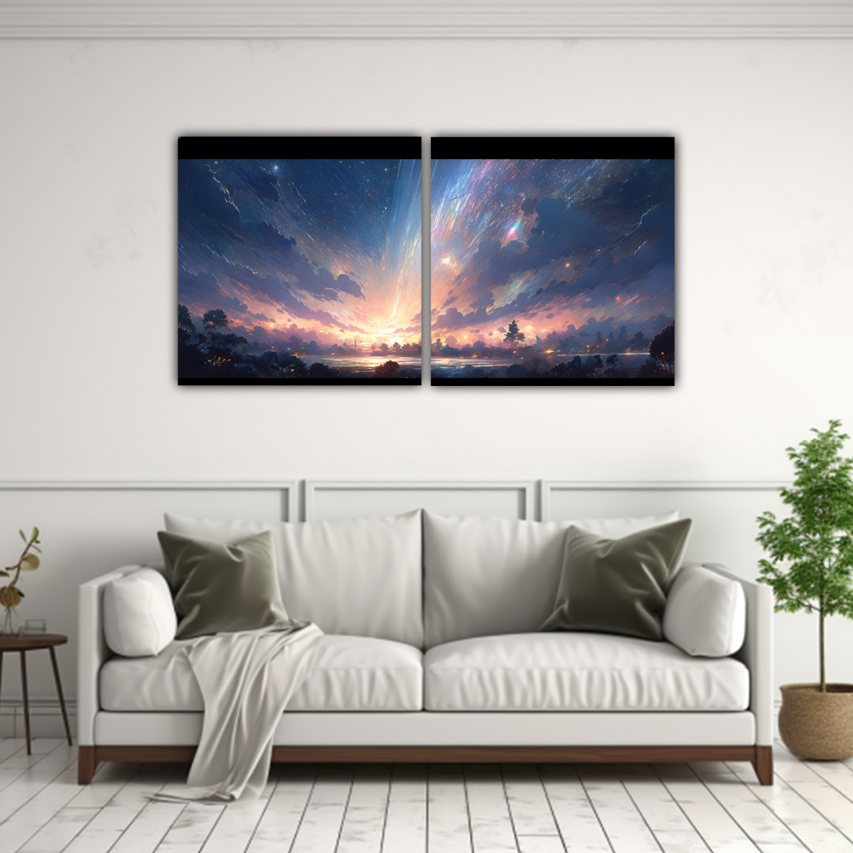 pinturas-abstractas-equilibrio-visual-cielo-noche-con-arco-ris-y-colores-blancos-1