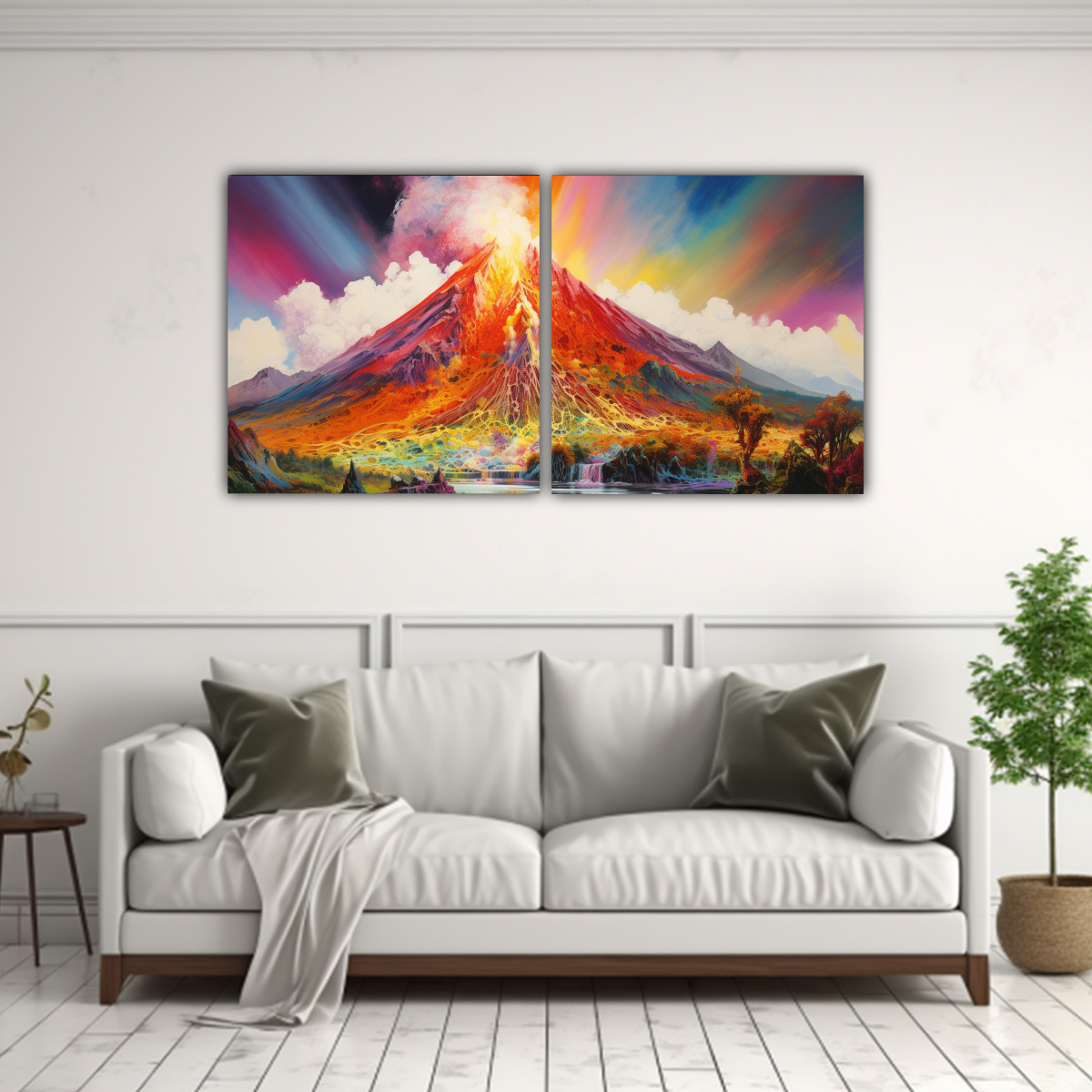 pinturas-abstractas-juveniles-de-un-volc-n-con-colores-arco-ris-y-naranja-1