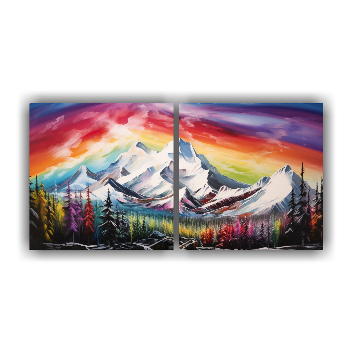 pinturas-abstractas-vintage-para-decorar-oficina-en-monta-as-nevadas-con-arco-ris-y-colores-negro-