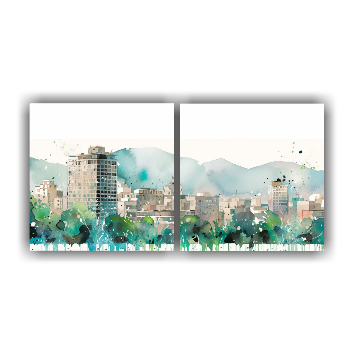 pinturas-acuarelas-santiago-city-chile-lienzos-inspiraci-n-alegre-y-turquesa