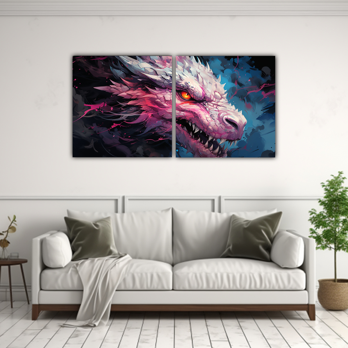 pinturas-art-sticas-de-drag-n-en-blanco-y-rosa-equilibrio-visual-en-arte-de-pared-1