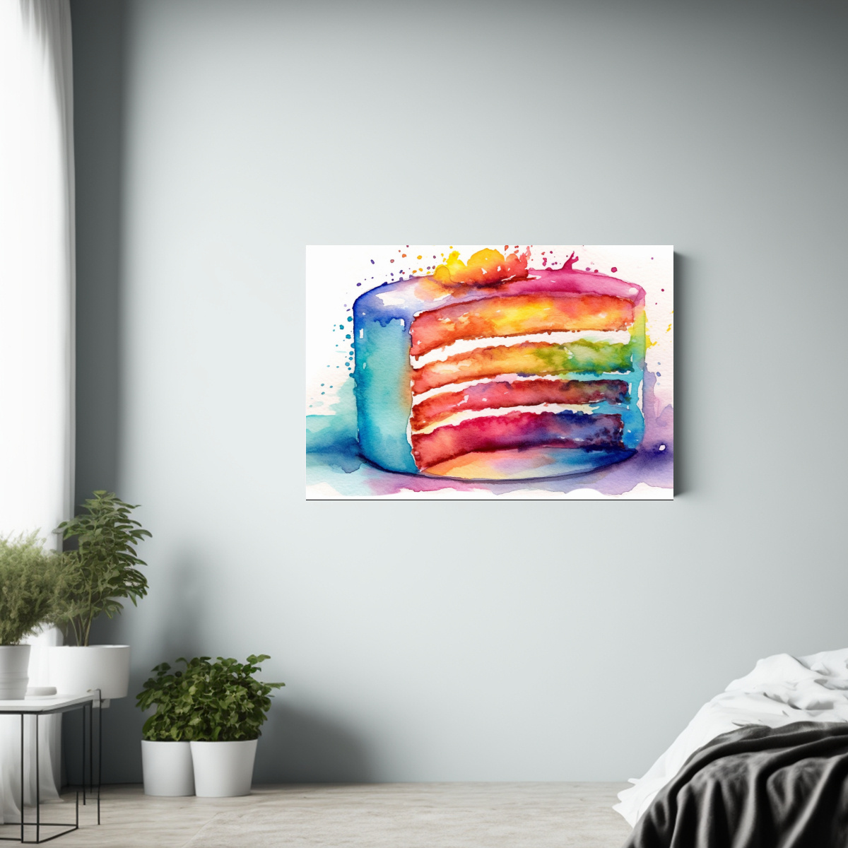 pinturas-arte-de-pared-moderno-arco-ris-acuarela-fiesta-habitaci-n-1