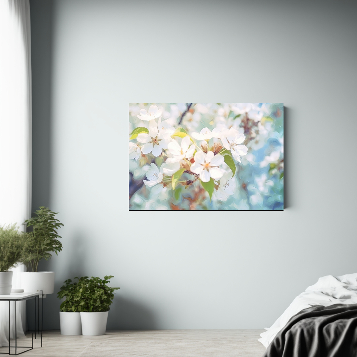 pinturas-de-decoraci-n-con-flores-blancas-y-hojas-verdes-1