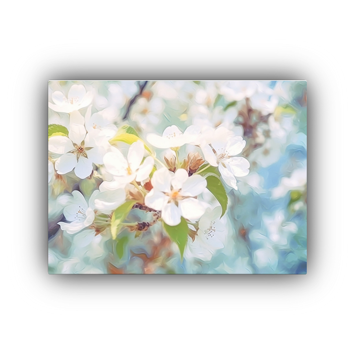 pinturas-de-decoraci-n-con-flores-blancas-y-hojas-verdes