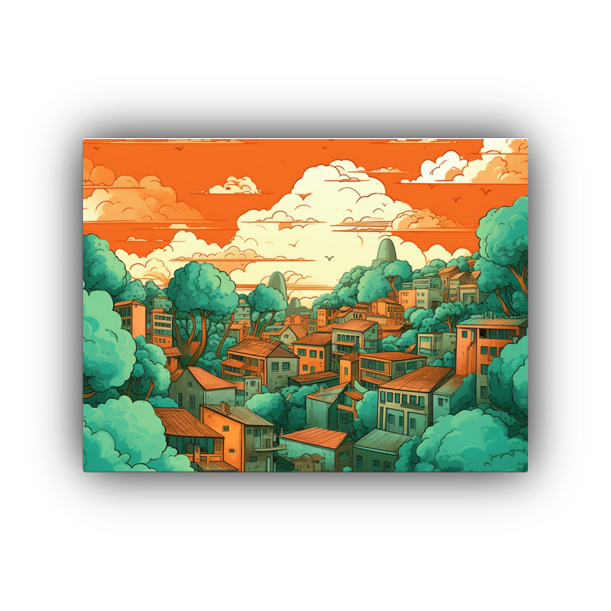 pinturas-de-decoraci-n-de-arte-fino-imagen-regalo-antolak-naranja-favela-alrededor-de-entorno-verde-con-verde-