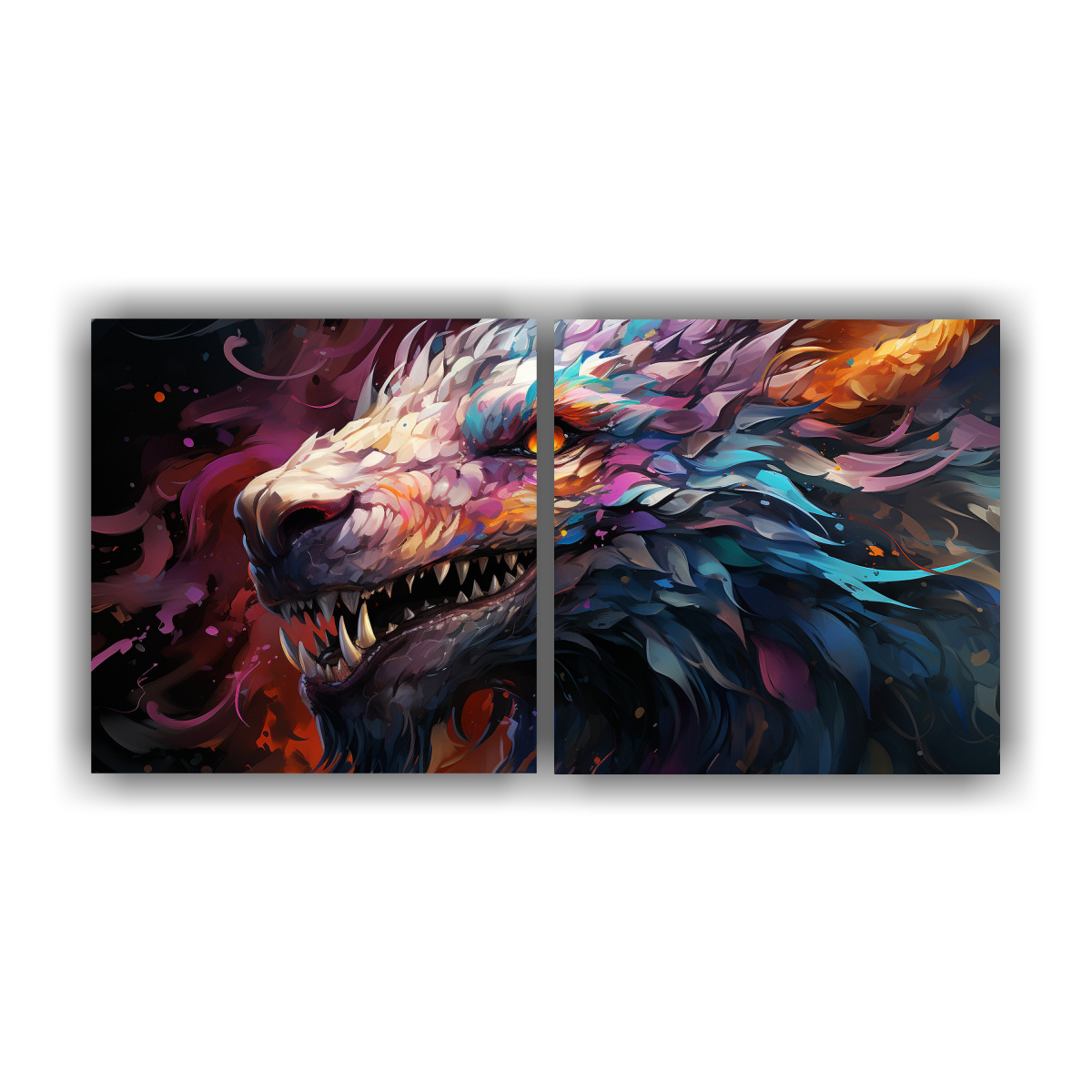 pinturas-de-decoraci-n-de-un-drag-n-en-colores-arco-ris-y-blanco-en-neonoir-