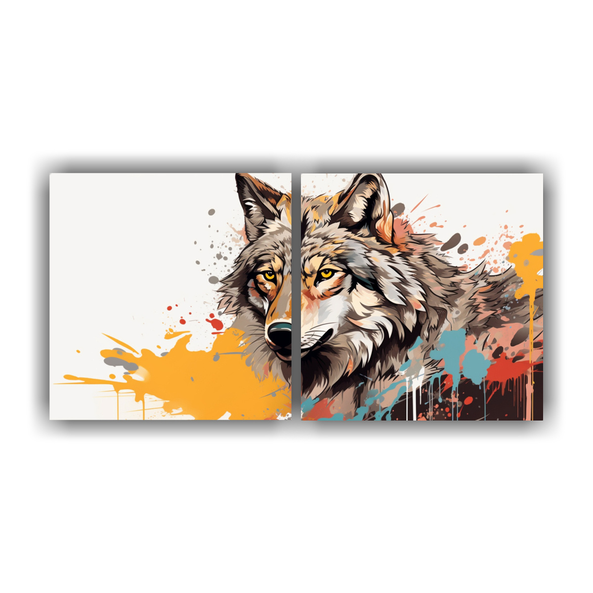 pinturas-de-lobo-en-colores-neutros-estilo-acuarela-neo-pop-arte-