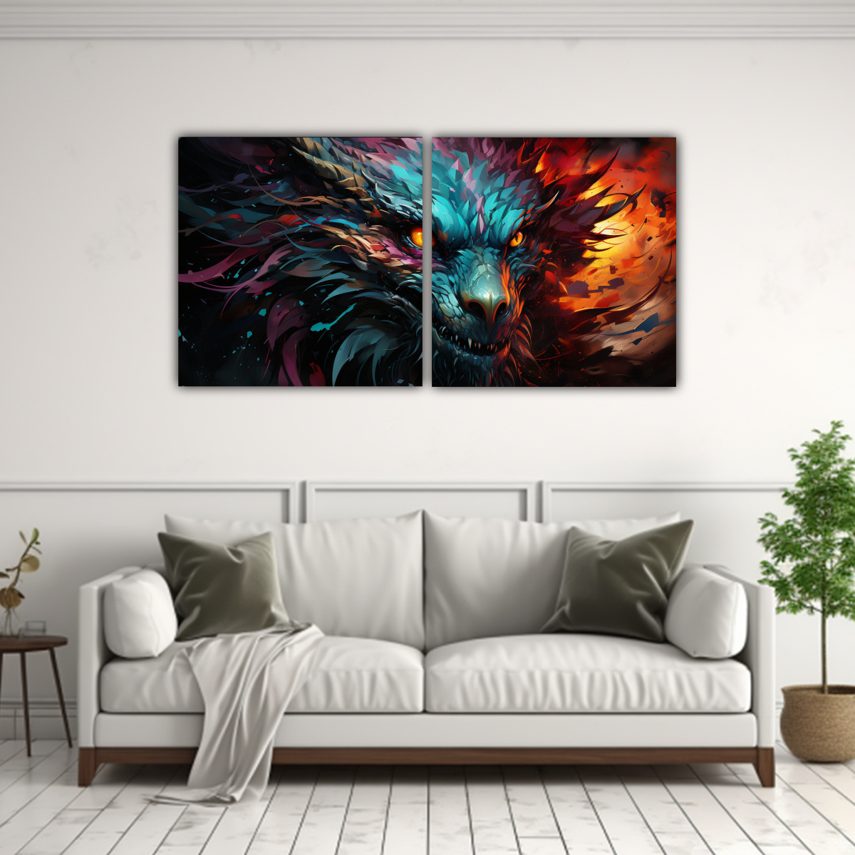 pinturas-de-pared-abstracci-n-maestra-drag-n-en-colores-arco-ris-y-turquesa-1