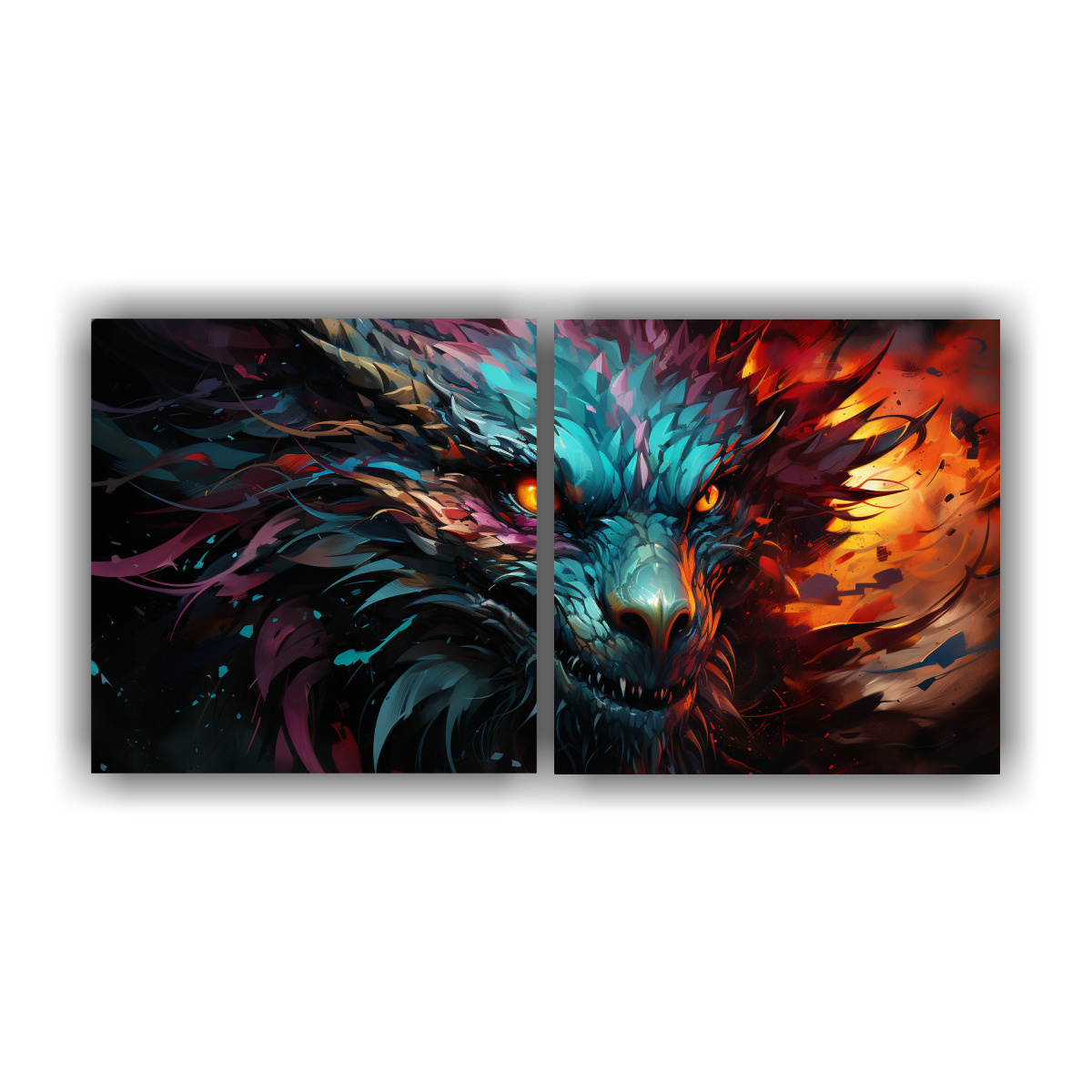 pinturas-de-pared-abstracci-n-maestra-drag-n-en-colores-arco-ris-y-turquesa