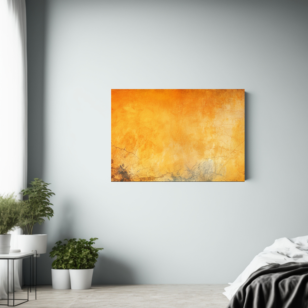 pinturas-de-pared-abstractas-para-oficina-en-fondo-amarillo-naranja-con-textura-y-vinilo-desgastado-1