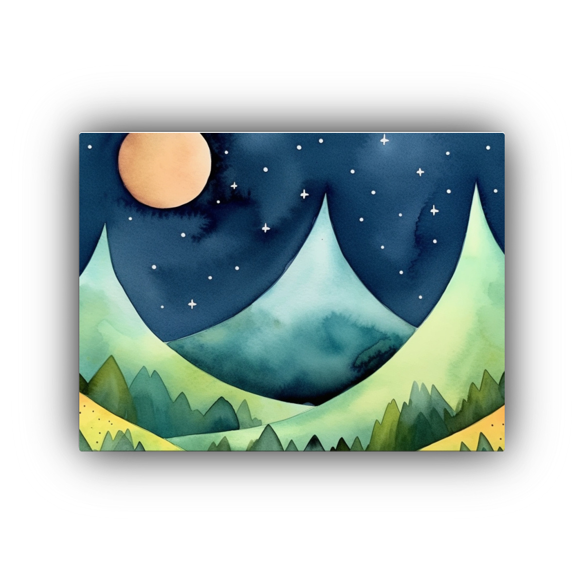 pinturas-decorativas-acuarela-monta-as-minimalismo-con-colinas-onduladas-caprichosas