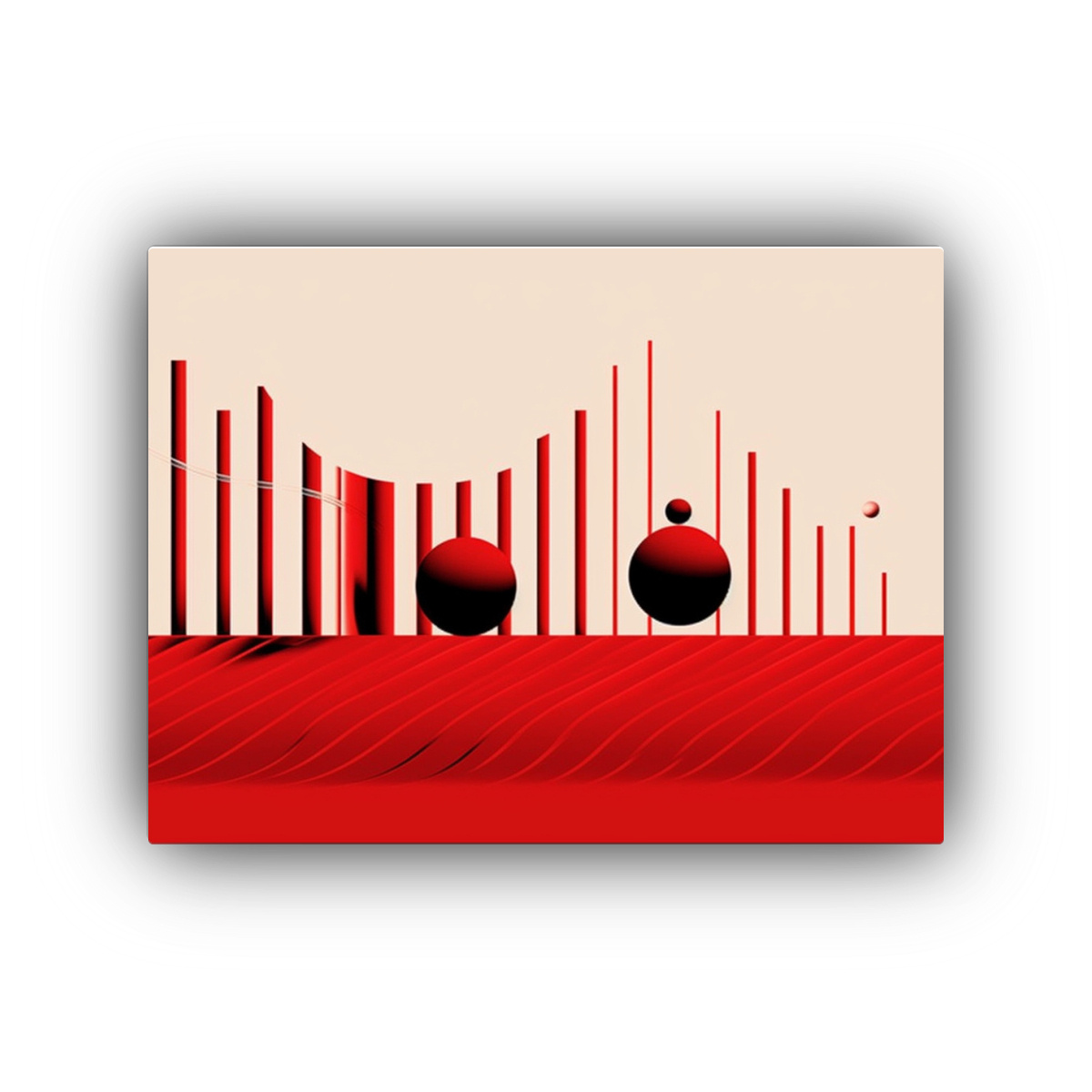 pinturas-decorativas-con-formas-simples-y-l-neas-rojas-flotantes