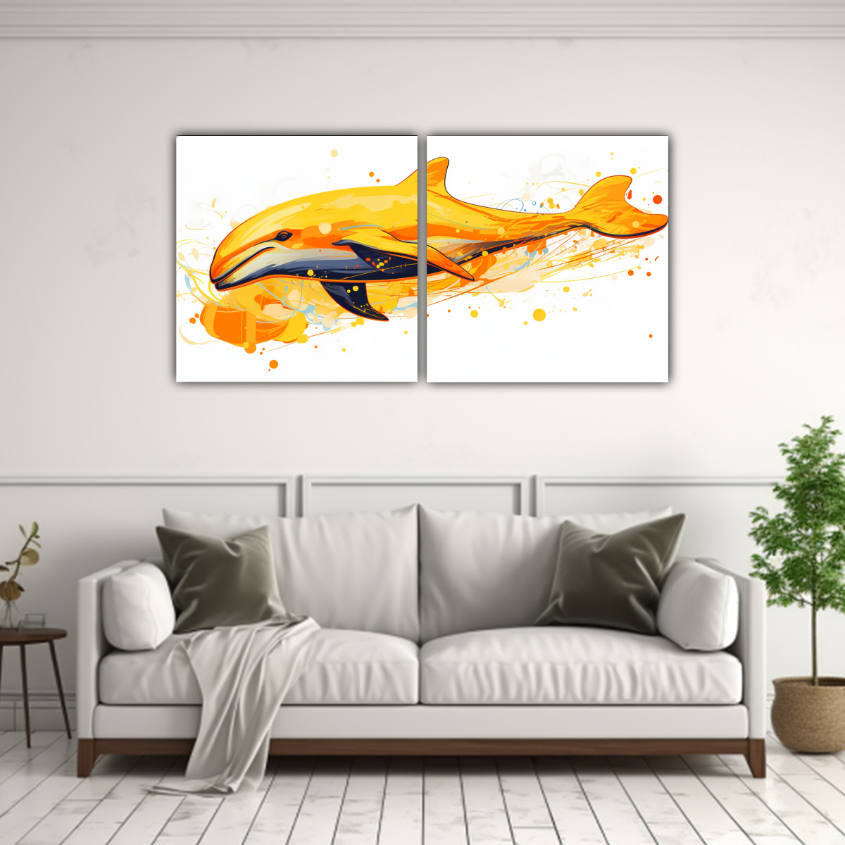 pinturas-decorativas-de-beluga-en-colores-mandarina-y-oro-estilo-neo-pop-1