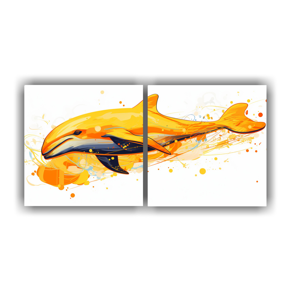 pinturas-decorativas-de-beluga-en-colores-mandarina-y-oro-estilo-neo-pop