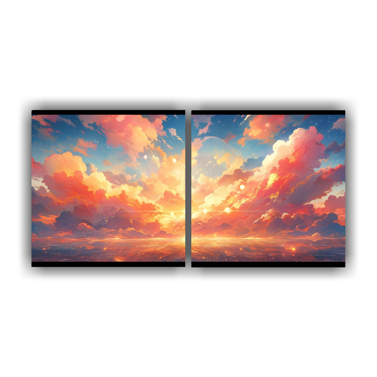 pinturas-decorativas-de-dibujo-de-figuras-al-amanecer-y-atardecer-con-arco-ris-y-turquesa