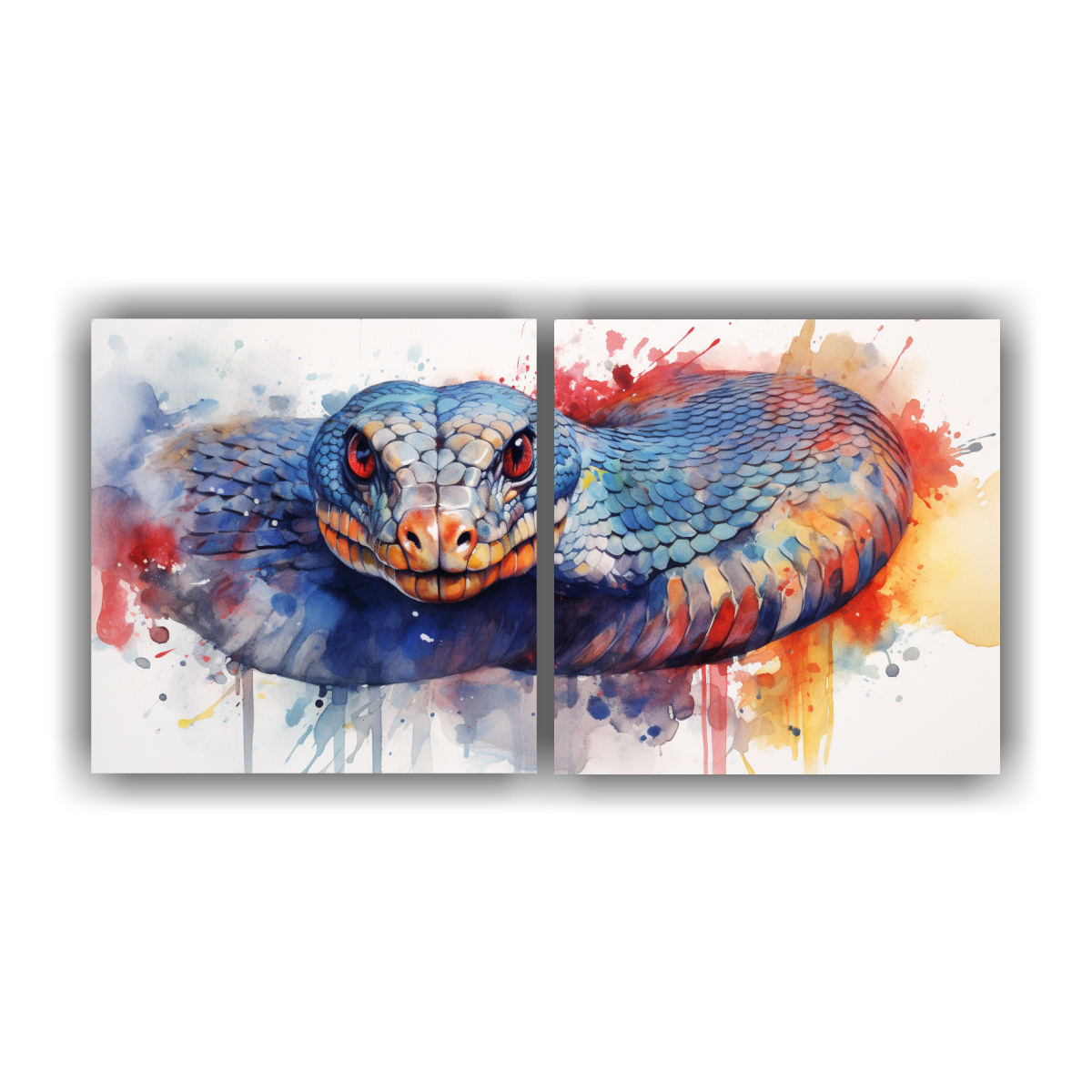 pinturas-decorativas-de-dos-lienzos-estilo-acuarelas-cobra-