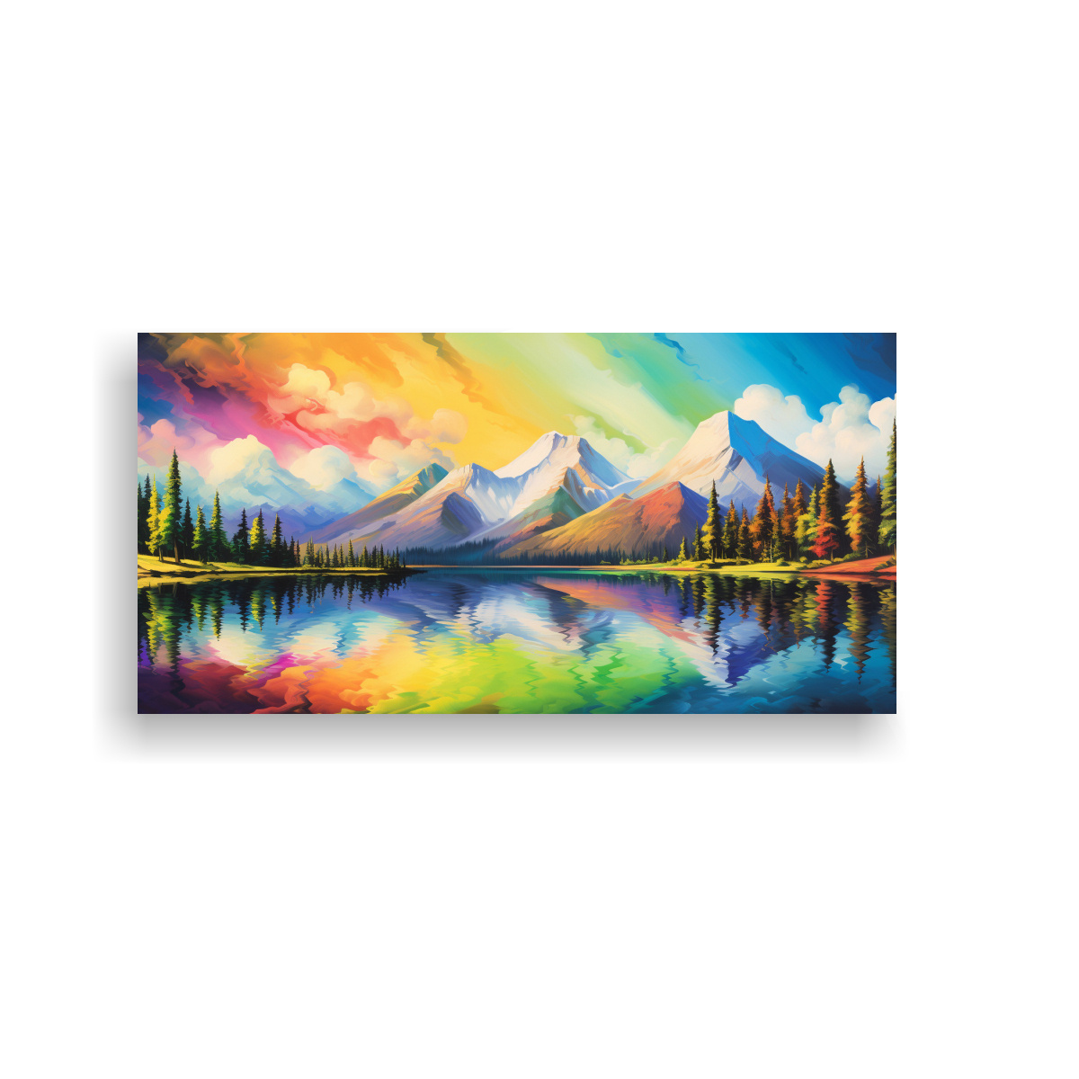 pinturas-decorativas-de-paisaje-monta-oso-y-arco-ris-en-tonos-verdes-