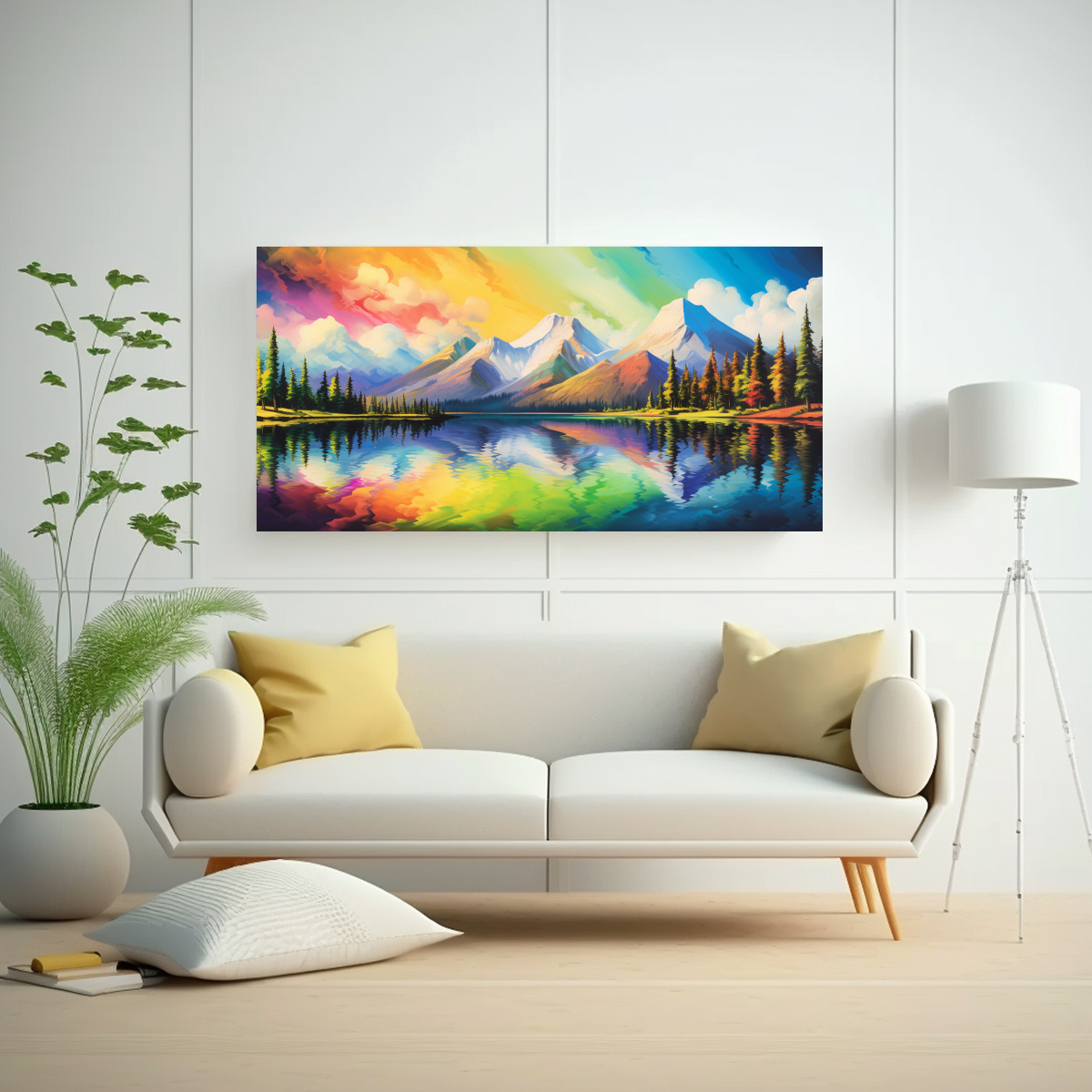 pinturas-decorativas-de-paisaje-monta-oso-y-arco-ris-en-tonos-verdes-1-1