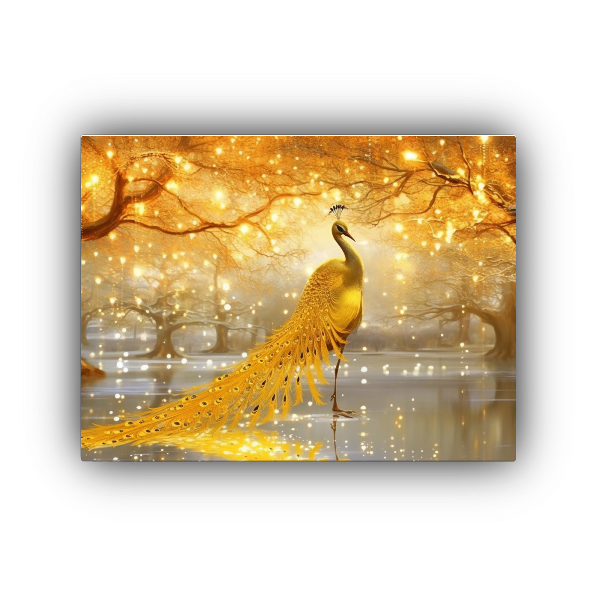 pinturas-decorativas-de-pavo-real-dorado-en-rbol-de-amor-invernal