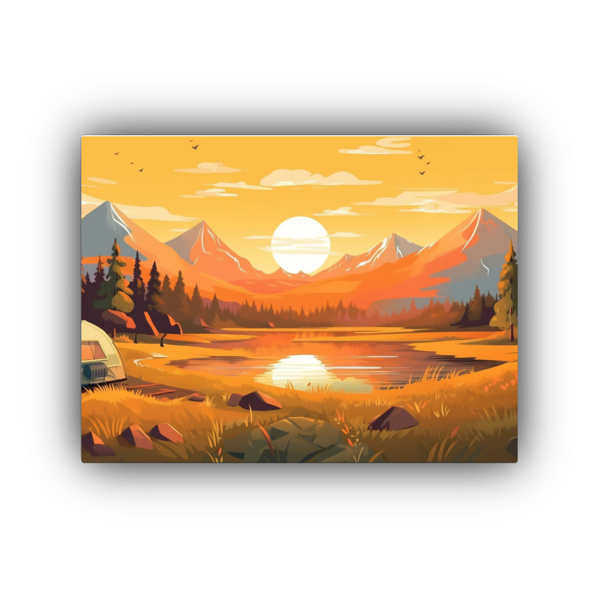 pinturas-decorativas-de-verano-con-escena-de-camping-en-la-naturaleza-