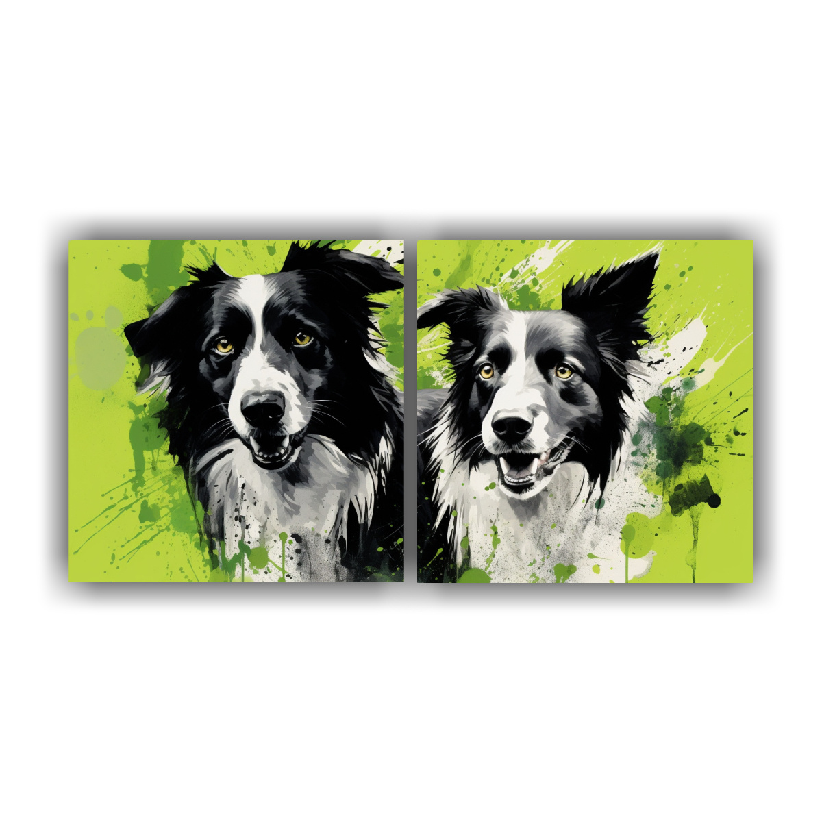 pinturas-decorativas-dormitorio-con-pastor-alem-n-y-collies-en-verde-y-negro