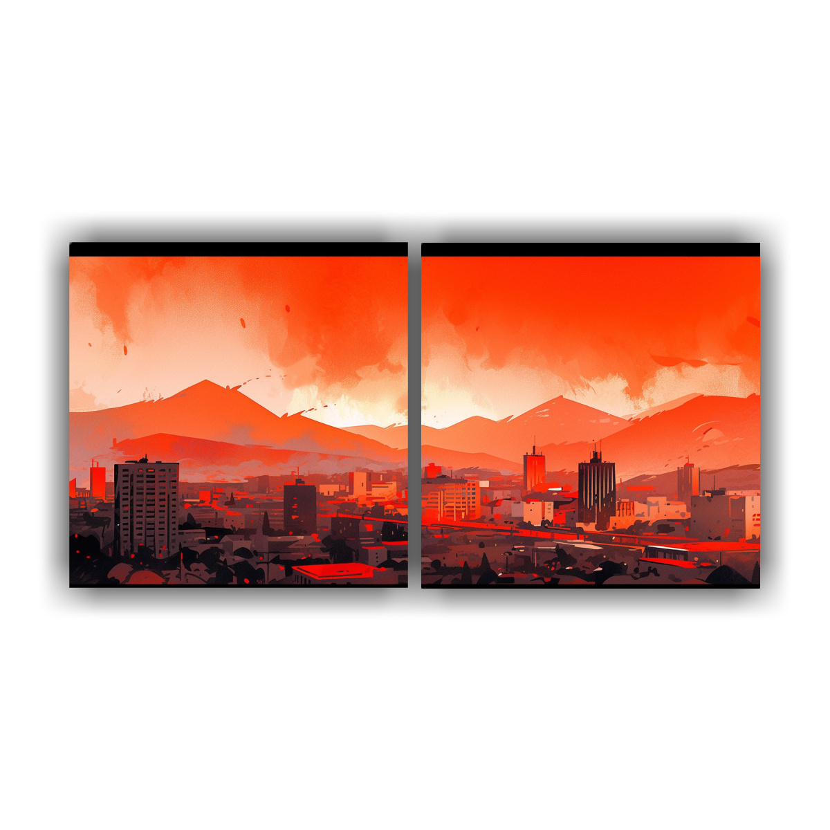 pinturas-decorativas-en-acuarela-en-tonos-rojo-y-naranja-para-santiago-chile-