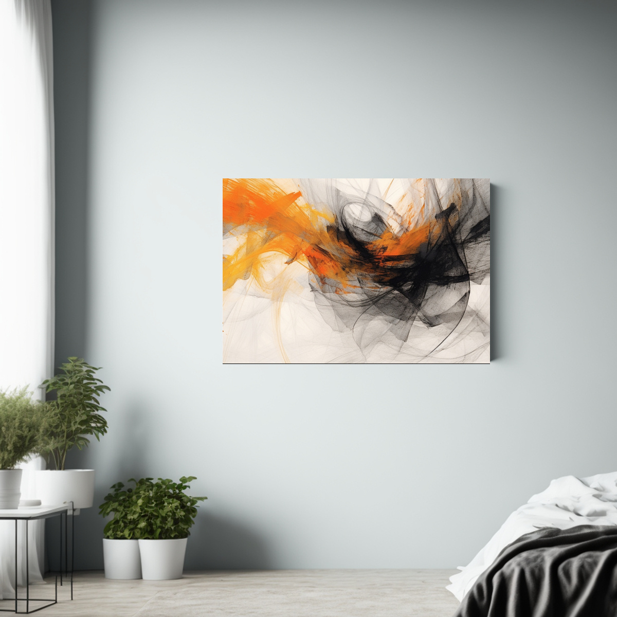 pinturas-decorativas-en-blanco-negro-y-naranja-sobre-fondo-monocrom-tico-1-1