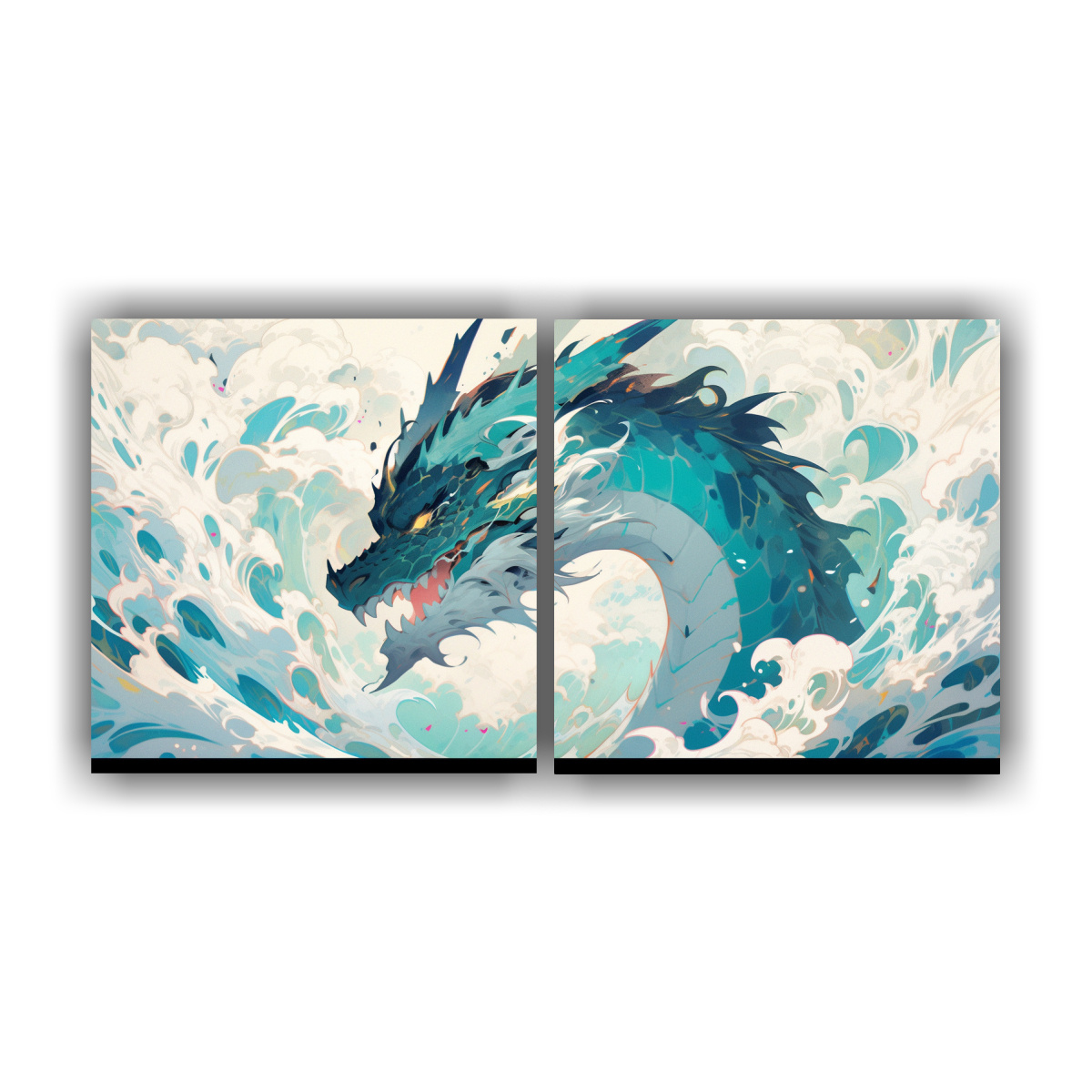 pinturas-en-bastidor-abstractas-dragon-pastel-turquesa-neonoir