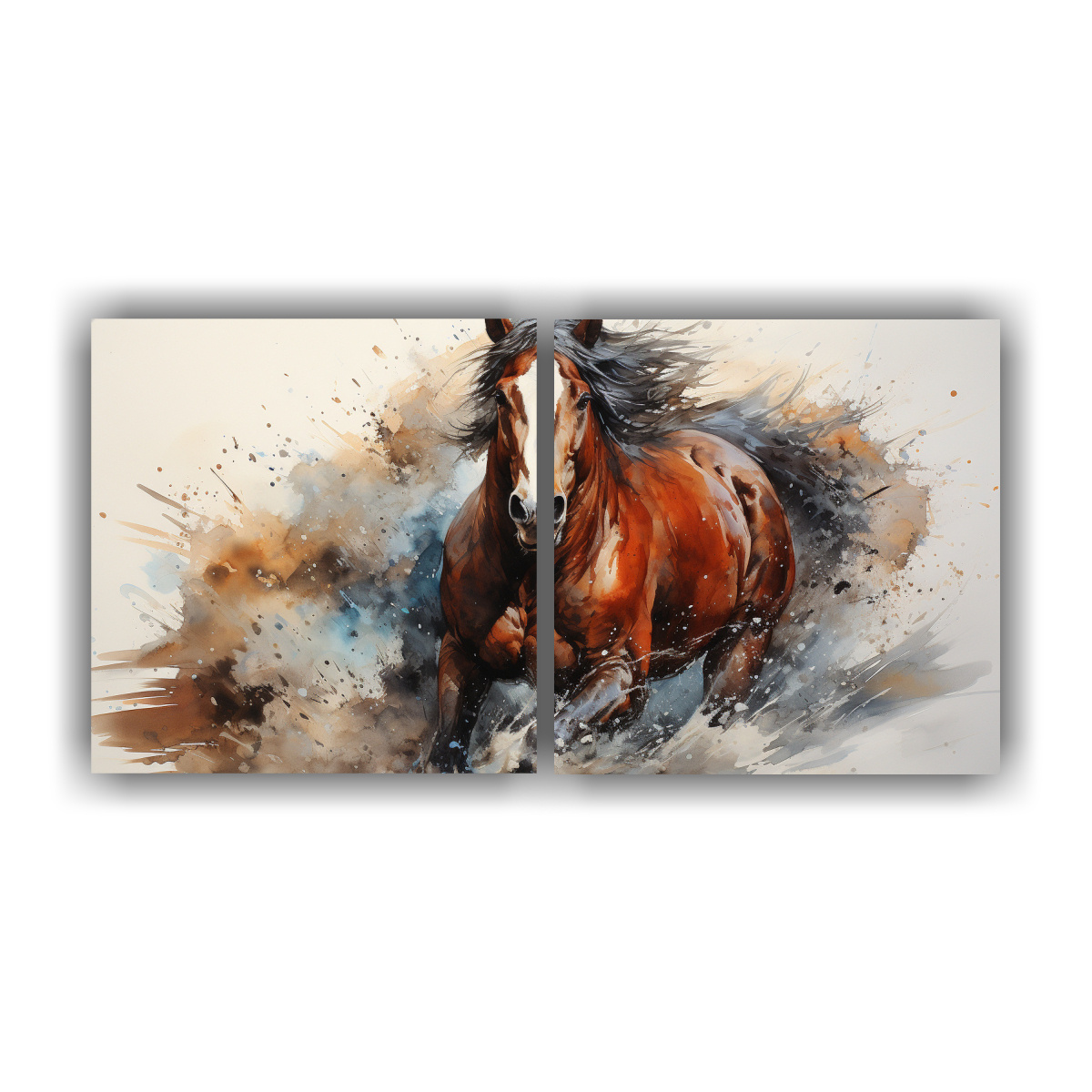 Pinturas Innovadoras De Arte Vanguardista Con Caballo Clydesdale En Acuarelas Coloridas