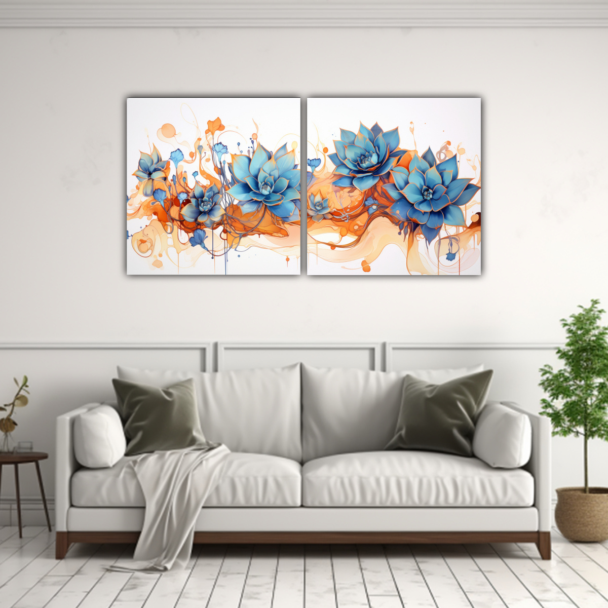 pinturas-l-neas-rectangulares-plantas-suculentas-en-naranja-y-azul-estilo-neonoir-1
