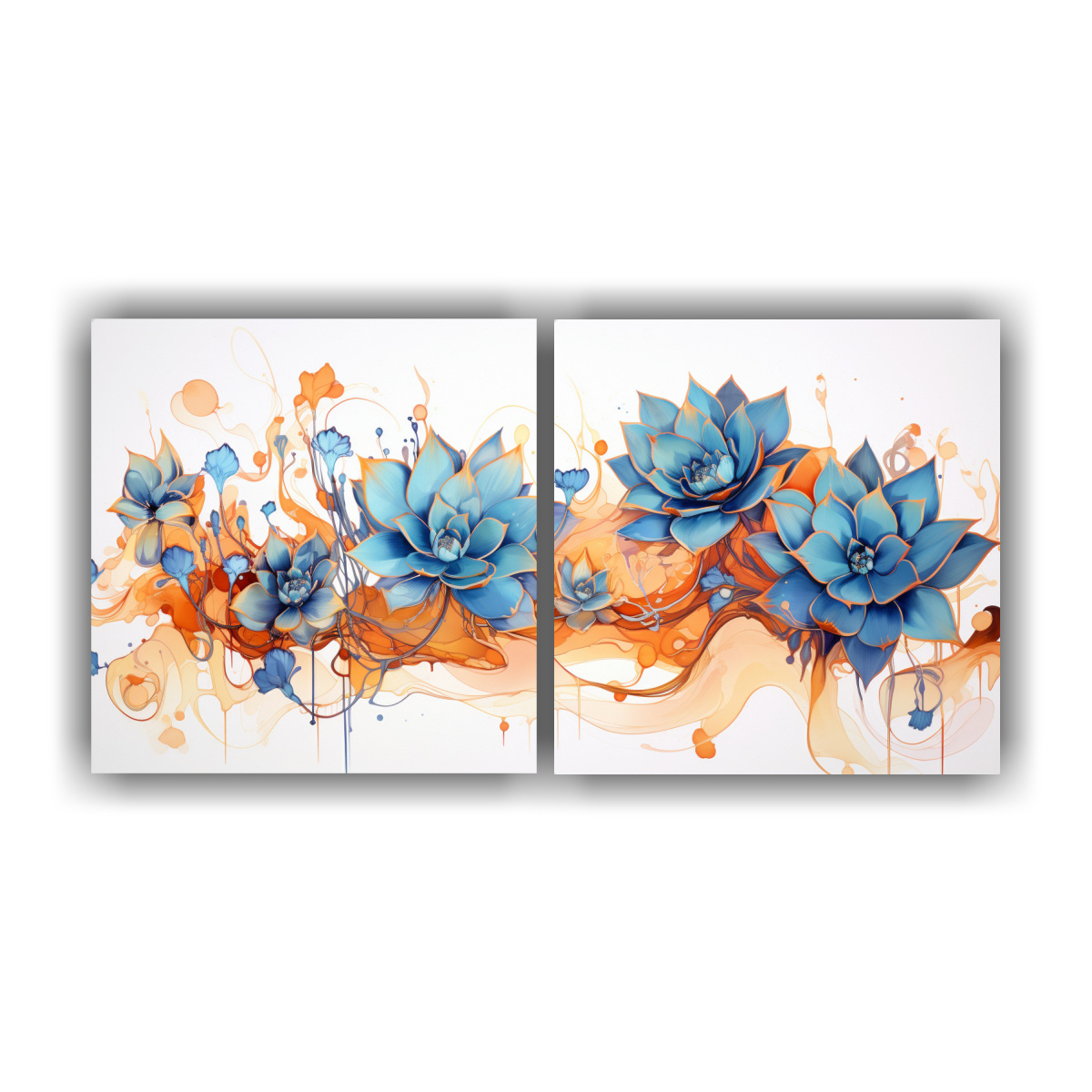 pinturas-l-neas-rectangulares-plantas-suculentas-en-naranja-y-azul-estilo-neonoir